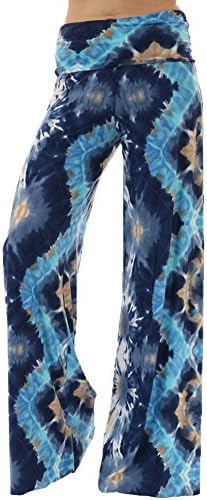 Palazzo Fashion Women's Tie Dyed Print Wide Leg Palazzo Pant S Blue