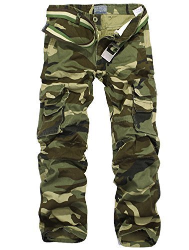 Aubig 100% Cotton Outdoor Desert Camouflage Pants CARGO Military PANTS green 38