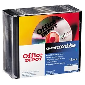 Office Depot(R) Brand CD-RW with Jewel Cases, 700MB/80 Minutes, 1x-4x, Pack of 12