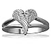Winged Love, Angel Heart Wings Ring, 11.5mm in Sterling Silver