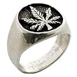 Inlayed Pot Leaf - Sterling Silver Ring