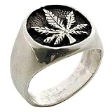 Inlayed Pot Leaf - Sterling Silver Ring
