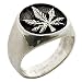 Inlayed Pot Leaf - Sterling Silver Ring