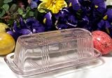Butter Dish Pink Glass Elongated