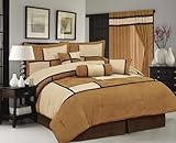 High Quality Brown Queen Soft Micro Suede Comforter Set Bedding-in-a-bag
