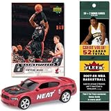Upper Deck Miami Heat Upper Deck NBA 2007-08 Dodge Charger with Dwyane Wade Trading Card and 2007-08 Fleer Fat Pack