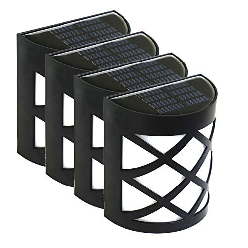 Solar Lights Outdoor,AADDON LED Wireless Waterproof Security Motion Sensor Powered Wall Light for Patio Deck Yard Garden Driveway Fence Stair Walkway Porch(4 Pack)