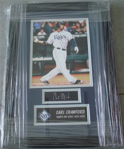 Carl Crawford Autographed/Hand Signed Tampa Bay Rays 8 x 10 Photo Collage - Custom Framed