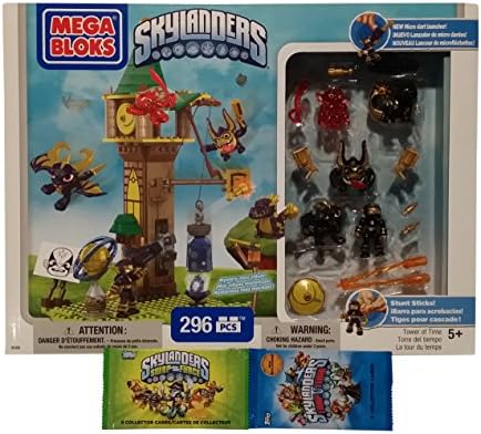 Mega Bloks SKYLANDERS BUNDLE - Tower of Time Building Set + Topps Swap Force & Trap Team Collectible Trading Cards (1 Pack of Each)