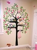 Pop Decors Vinyl Art Wall Decals, Shelving Tree with Birds and Squirrels