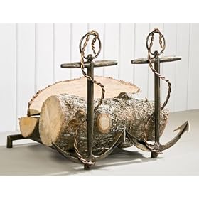 Chesapeake Anchor Nautical Beach Inspired Traditional Andirons by Kathy Kuo Designs