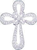14K White Gold Diamond Cross Pendant Charm Jewelry