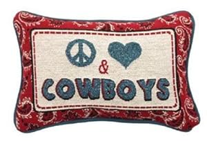 Manual Woodworkers & Weavers Peace Love Cowboys Pillow With Corded Edges