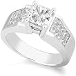 One of a Kind 2-1/6ctw EGL Cert Princess & Baguette Diamond Ring in Platinum
