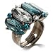 Oval-Cut Crystal Cocktail Ring (Clear&Teal)
