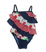 Flapdoodles Toddler Girls Cherry Ruffle One Piece Suit