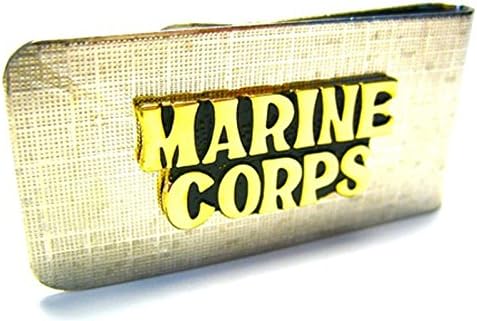 Brass US Marine Corps USMC Emblem on Silver Money Clip