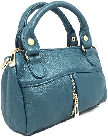 Women's Genuine Leather Tote Top-handle Handbag Crossbody Purse Shoulder Small Bag Blue Color