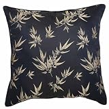EXP Handmade Silky Black & Gold Cushion Cover / Pillow Sham - Chinese Bamboo Leaves Design