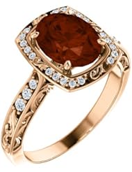 18K Rose Gold 9.00x7.00mm Oval Cut Mozambique Garnet and Diamond Ring -- LIFETIME WARRANTY