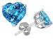 Original Star K(tm) 7mm Heart Shape Genuine Blue Topaz Earring Studs in .925 Sterling Silver