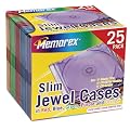 Memorex CD/DVD Slim Jewel Cases (Assorted Colors, 25-Pack)
