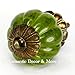 Green Peridot Glass Cabinet Knobs, Kitchen Drawer Pulls & Handle Set/2pc ~ K185FF Vintage Style Pumpkin Shaped Glass Knobs with Florentine Hardware, for Dresser, Drawers, Cabinets & Vanity
