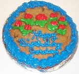 Gourmet Food : Chocolate Chip Cookie Cake 1lb. / 8' Blue Trim and Red Flowers