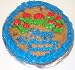 Gourmet Food : Chocolate Chip Cookie Cake 1lb. / 8" Blue Trim and Red Flowers