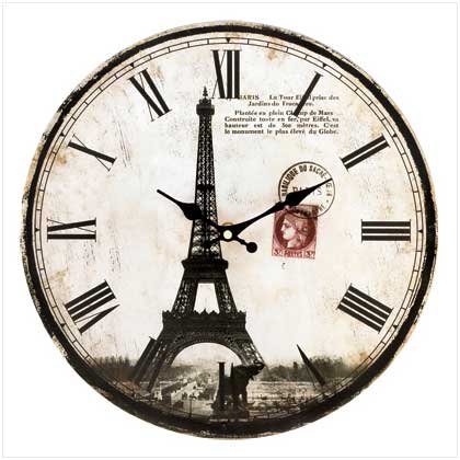 Best Price Home Decor Round Eiffel Tower Collectible Wall Clock
