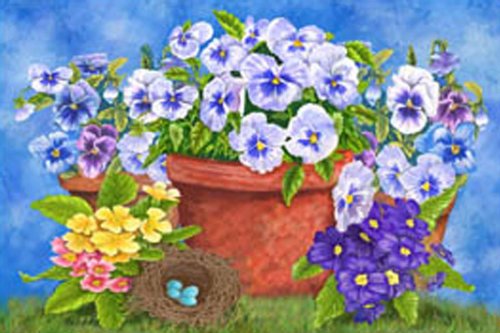 Floral Fantasia Mat Welcome Spring Pansy 20 H x 30 L On Sale