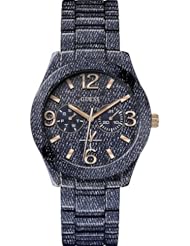 GUESS Womens W0288L1 Dazzling Blue Denim Hi-Shine Sport Watch
