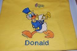 Embroidered Yellow T with Donald Duck Making Music Adult-M