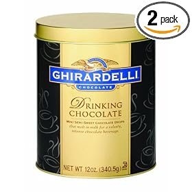Ghirardelli Chocolate Drinking Chocolate, Mini Semi-Sweet Chocolate Drops, 12-Ounce Tins (Pack of 2)