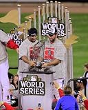 Lance Berkman & Albert Pujols - 2011 World Series Championship Trophy - MLB 8x10 Photo (St Louis Cardinals)