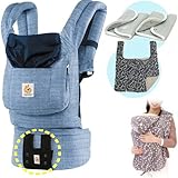 エルゴベビー 抱っこ紐 (ベルト付） オリジナル/ヴィンテージブルー・防寒セットL 【正規品2年間保証-SG認定】 +防寒ケープ＆よだれパッド