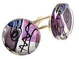 Designer handcrafted large round acrylic and foil cufflinks
