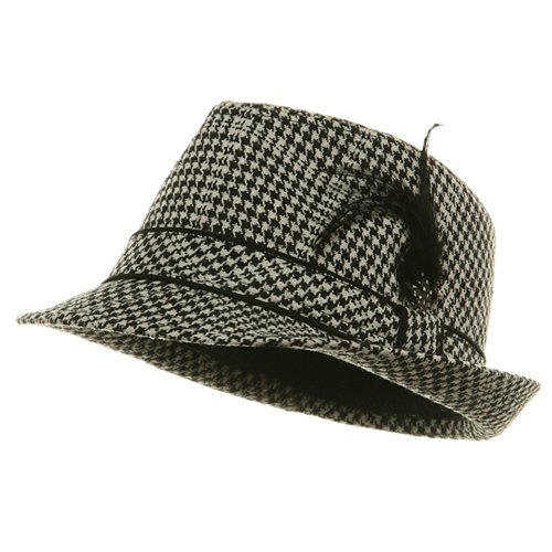Feather Tweed Fedora Hat - White W19S35B