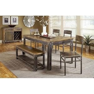 Farmhouse Distressed 6 Piece Dining Table Set