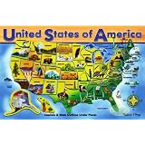 Melissa & Doug Deluxe Wooden USA Map Puzzle