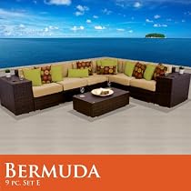 Big Sale Bermuda 9 Piece Outdoor Wicker Patio Furniture Set 09E Sand