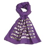 Striped Sequin Scarf for Women and Girls - Sparkly Scarves for Women and Girls - Cotton Fashion Scarfs - Pashminas - Red, Blue, Purple, Pink, Black and Grey