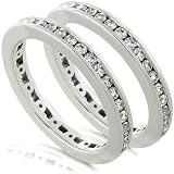 1ctw Diamond Channel Set Eternity Bands in 14k White Gold (SET OF 2)