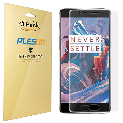 OnePlus 3 Screen Protector [3D Full Coverage], PLESONÂ® [3-PACK] Screen Protector for OnePlus 3 [Edge to Edge], Curved Edge / Extreme HD Clarity / Anti-Bubble Invisible Shield Film-LIFETIME WARRANTY