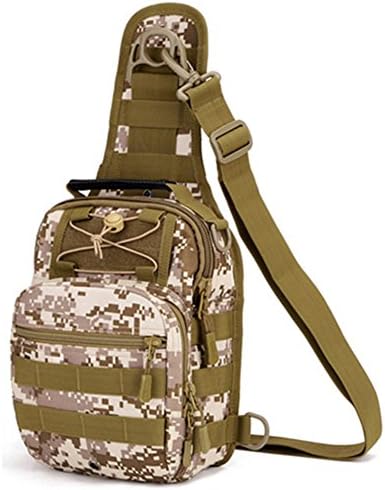 Tactical Military Sling Chest Pack Bag Large Shoulder Bag Crossbody Molle Daypack Laptop Outdoor Bag for Hunting Camping Trekking (Desert Camouflage)