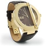 Raphael Leon Signature Series - Mens Designer Watch - 18K Yellow Gold PL. with Diamond Accents and B