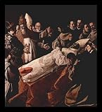Francisco de Zurbarán (Laying out of St. Bonaventure in the presence of Pope Gregory X. and the King Jaime I of Aragon) Gold Wood-Mounted Art Poster Print - 11