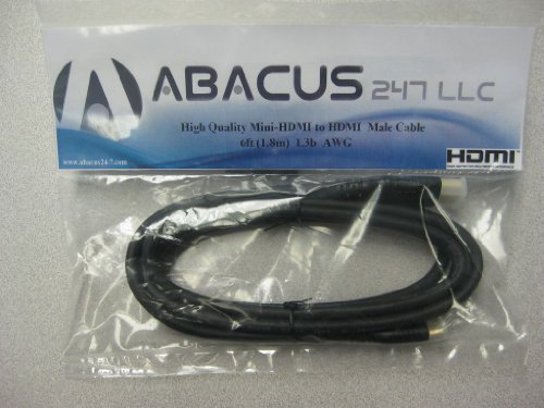 Abacus24-7 Mini-HDMI to HDMI Cable, 6 feet- NOT Compatible with HTC EVO 4G / Droid X