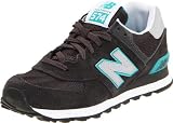 New Balance Women’s WL574 Sneaker,Dark Grey/Tourquoise Suede,8 B US