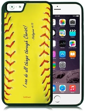 Philippians 4:13 Softball iPhone 6 Plus Rubber Case - Christian Theme - Bible Verse Philippians 4:13